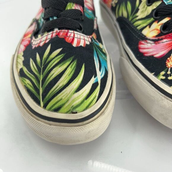 VANS Atwood Shoes Womens 7 Canvas Hawaiian Tropical Floral Black Multi Sneakers - Picture 8 of 15